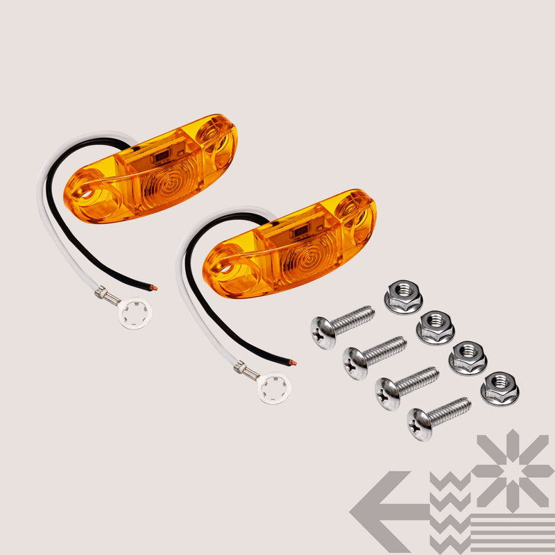 TRUE MODS 2pc 2.5" Amber LED Trailer Marker Light Kit [DOT FMVSS 108] [SAE P2] [Surface Mount] [Waterproof IP67] Side Marker Lights for Trailer Truck 2 Pack No Bezel