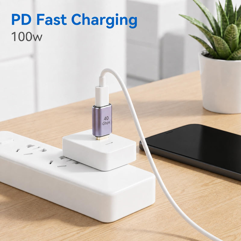 4 Style USB C Right Angle Adapter, 90 Degree Male to Female Adapter | Right Angle USB C Adapter Usbc 90 Degree Adapter 40gbps Type C Adapter Extender for Phone Pad Computers (Purple)