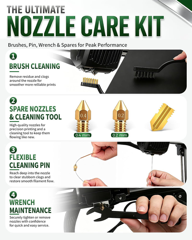 SHOWPIN 64PCS 3D Printer Tools: 3D Printer Accessories & Printing Tools Kit for Nozzle Cleaning & Model Finishing, Deburring Tool, Tube Cutter, Hand Drill & Sanding Tools with Case