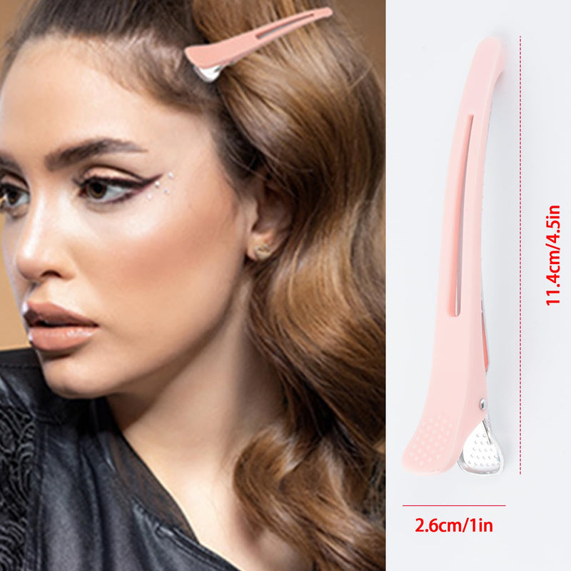 6pcs Hair Clips for Styling Sectioning, Anti-Slip No-Crease Duck Billed Hair Clips with Silicone Band, Colorful Hair Roller Clips, Salon and Self Hair Cutting Clips for Hairdresser, Women, Men