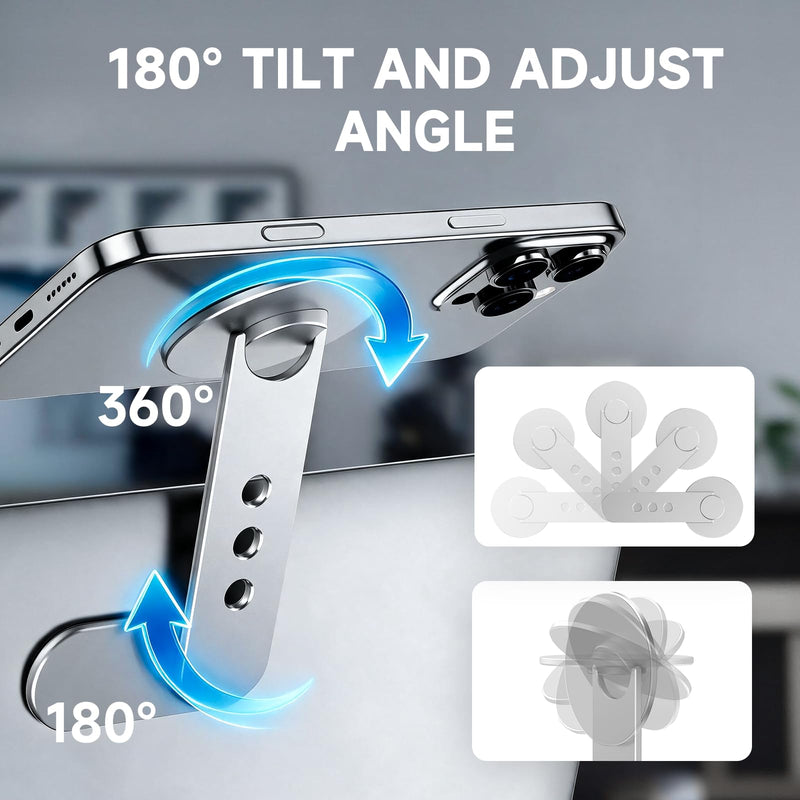 Laptop Phone Holder Rotating Phone Mount for MacBook Laptop Monitor, Dual-Screen Bracket for iPhone Samsung Android, Foldable Portable Accessory