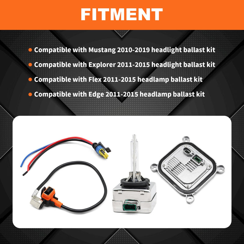 Xenon Headlight Ballast Kit with Igniter & D3S Bulb Compatible with Mustang 2010-2019 8A5Z-13C170-A DL3Z-13C170-A 7L7Z-13N021-A