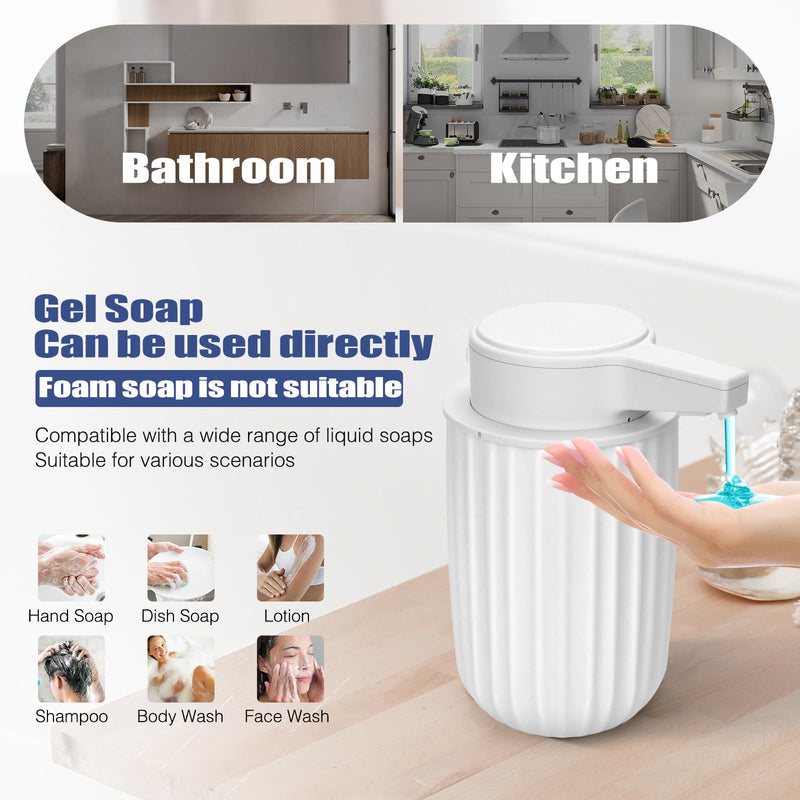 Automatic Soap Dispenser Liquid Touchless: 9oz Plastic White - Rechargeable Electric Smart 3-Level Adjustable Modern Auto Soap Dispenser - Bathroom Kitchen Hand Dish Lotion White Liquid