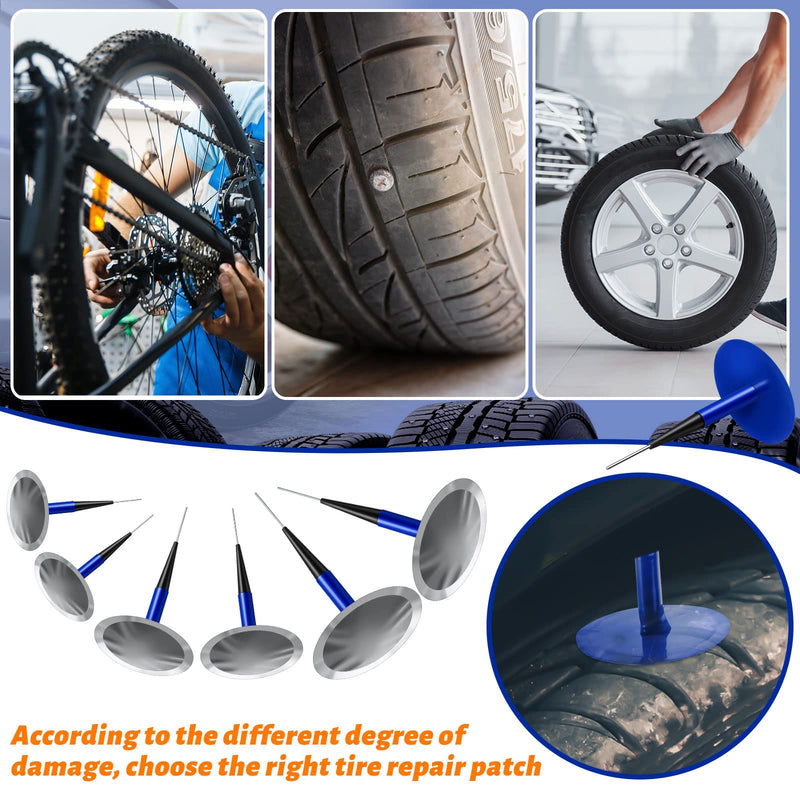 Frienda 48 Pcs Tire Patches Kit Rubber Tire Repair Patch Mushroom Plug Kit Rubber Puncture Repair Plug for Car Motorcycle Truck Bus 1/6" x 1 3/8", 1/4" x 1 3/4" and 3/8" x 2 3/8"