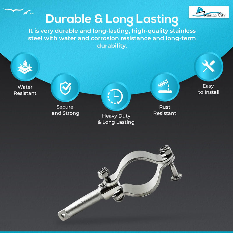 Marine City Rowlock Oarlock 316 Stainless Steel Heavy Duty, Corrosion-Resistant, Ideal for Boats, Yachts, and Marines (2 Pcs) (Clamp-On Oarlocks)
