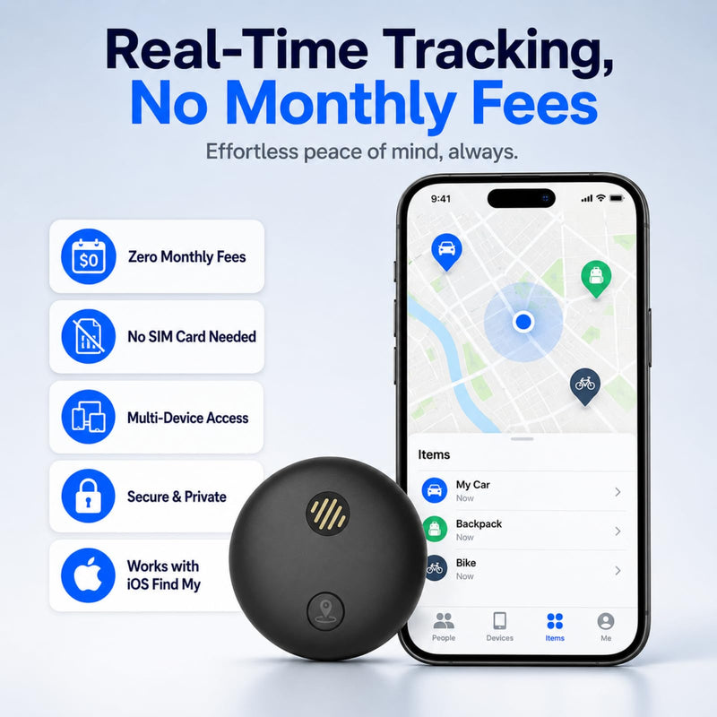 Yinnovy Tracker Device for Vehicles, Real-Time Tracking, No Monthly Fee | GPS Tracker for Vehicles, No SIM Card Needed, Works with iOS Find My, IP68 Waterproof, Magnetic GPS Locator