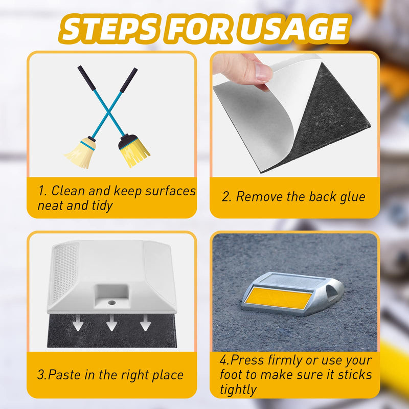 Gueevin 20 Pcs Adhesive Pads for Road Reflectors 4 Inch Driveway Reflector Markers Tape Adhesive Pad for Street Pavement Asphalt, Industrial Grade Glue for Markers
