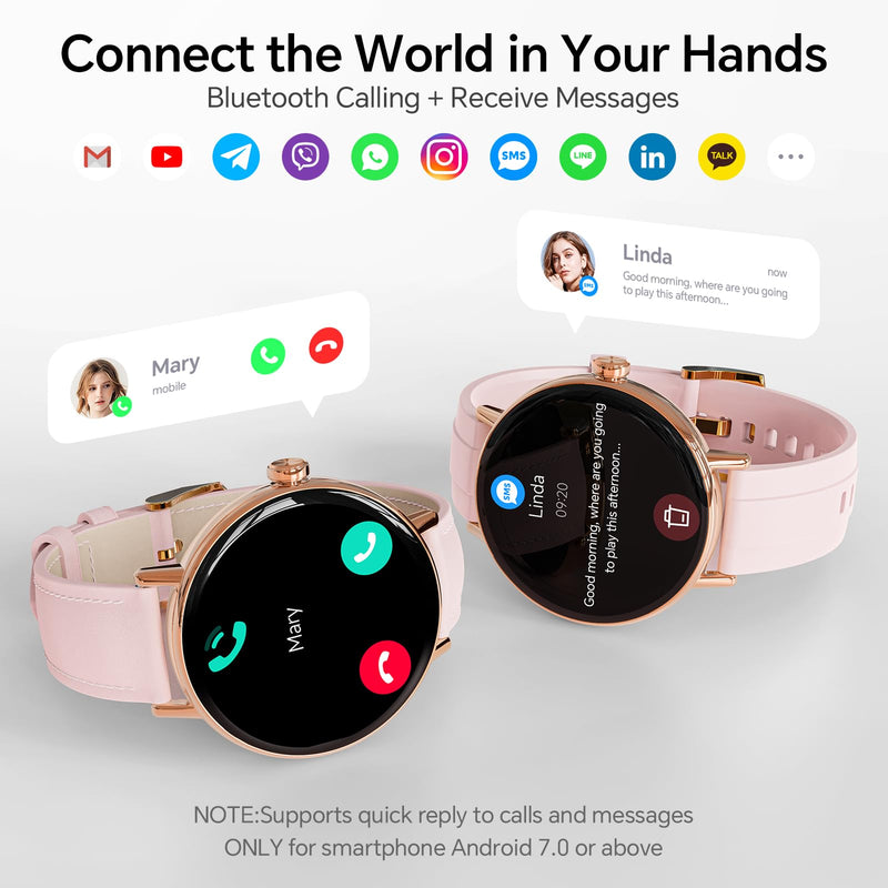 Smart Watch for Women,1.57" Touch Screen Smartwatch for iPhone& Samsung& Android,Answer/Make Call,Fitness Tracker with Heart Rate/SpO2/Sleep Monitor,IP68 Waterproof,110+ Sports Mode,2 Bands Pink 1.57 inches