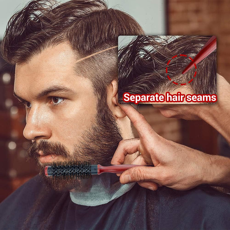 Mini Quiff Roller Brush, 1/2 Inch Portable Travel Curling Brush for Short Fine Hair, Nylon Bristles and Wooden Handle, Blow Dryer Styling Tool‌