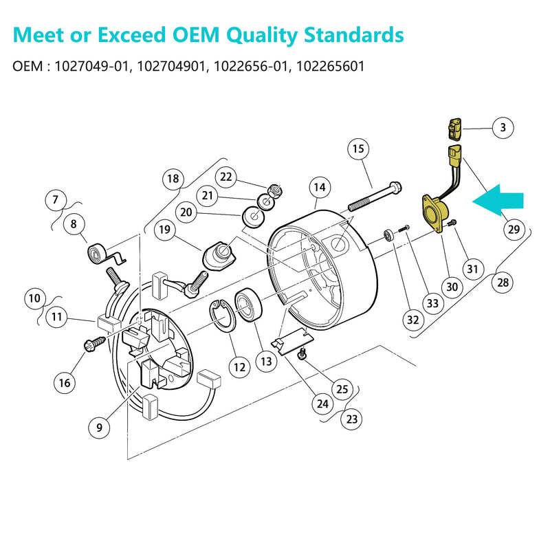 10L0L Golf Cart Speed Sensor for Club Car DS & Precedent 2004-Up (ADC Motor) - High-Speed Magnet IQ Sensor OEM 102704901, 102265601