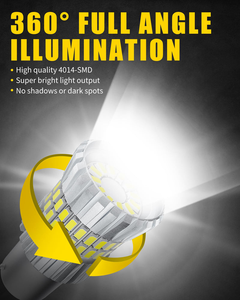 AILEO 1156 LED Bulb White 6500K,2024 Upgrade 500% Brighter Unique 1:1 Design,1156A 7506 3497 1141 P21W 1003 BA15S LED Bulbs with Projectors, for Back Up Reverse Lights and Brake Tail Lights DRL,2 PCS Xenon White 1156/BA15S