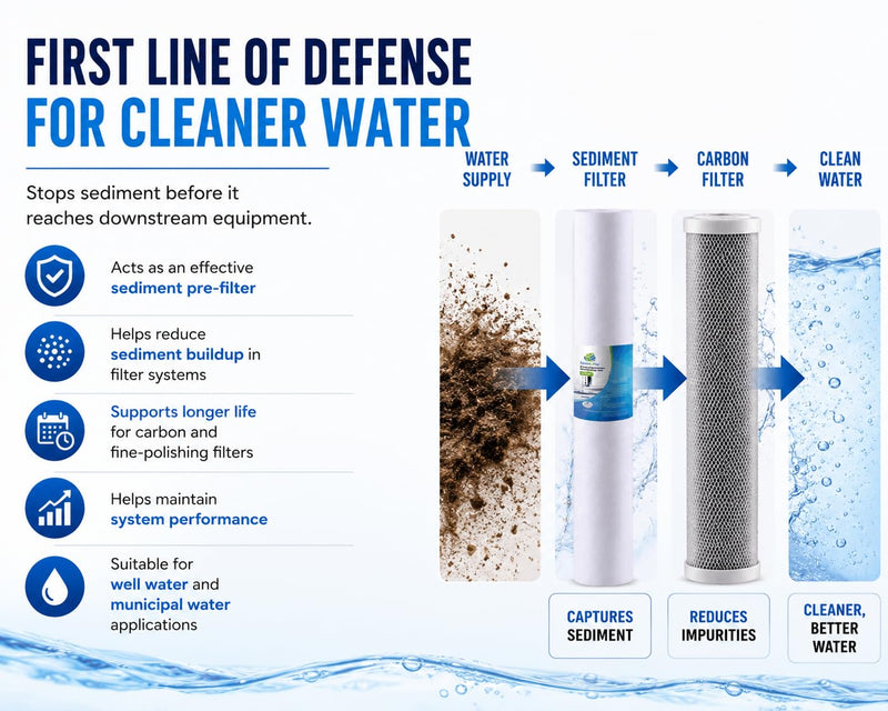 CFS – Compatible with EV953420 Models Sediment Water Filter Cartridges 4-Pack – 5 Micron Whole House Pre-Filter Replacement – Removes Dirt, Rust & Sand