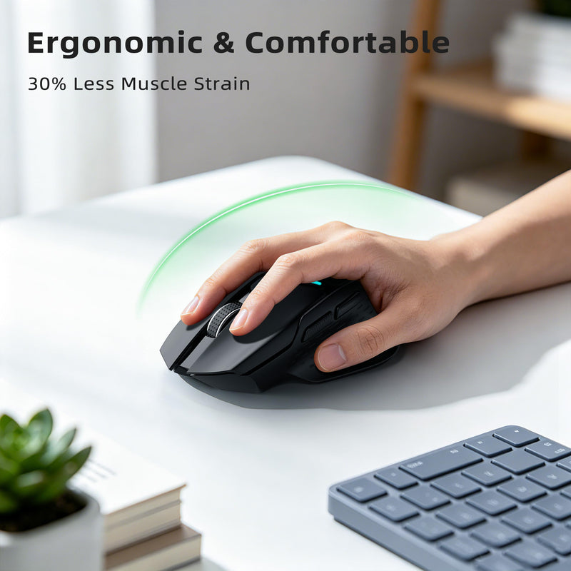 Uineer Wireless Mouse, Tri-Mode Bluetooth Mouse, USB-A Wired and 2.4G, | Switch among Bluetooth 5.0, 2.4G wireless and USB-A wired modes; 6 Adjustable DPI up to 12800 DPI,for Gaming and Office