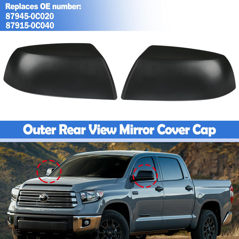 Textured Black Outer Rear View Mirror Cover Cap Front Driver Passeger Side for Toyota Tundra 2007-2021 Toyota Sequoia Replaces 87945-0C020 87915-0C040 Textured Black