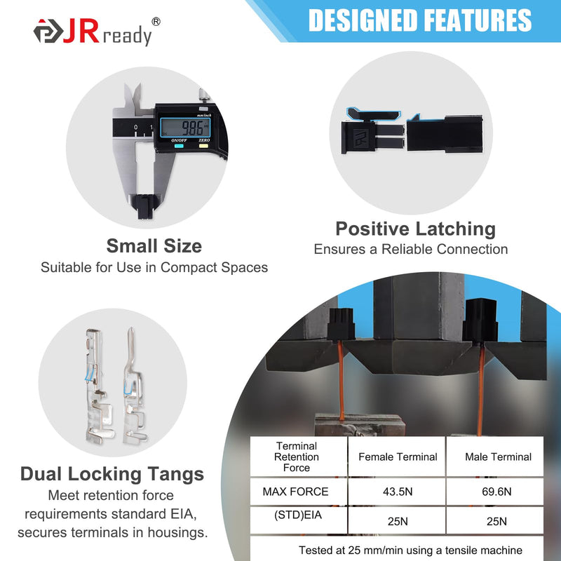 JRready Molex Micro-fit 3.0 Connector Kit 2 4 6 Circults MX3.0 Power Plug Receptacle 43020 Series 20-24AWG Wire Crimp Terminals 43031 Series Pins Sockets Connectors 3.0mm Pitch 196Pcs ST6516 2 4 6 Pin