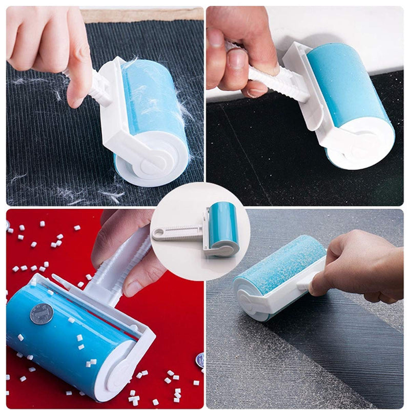 Washable Pet Hair Remover Lint,DBAILY 4pcs Reusable Lint Roller with Cover Lint Sticky Roller Brush Sucking Dust Hair Clothes Wool Dust Fluff Pet Hair （Red, Green, Blue, Yellow）