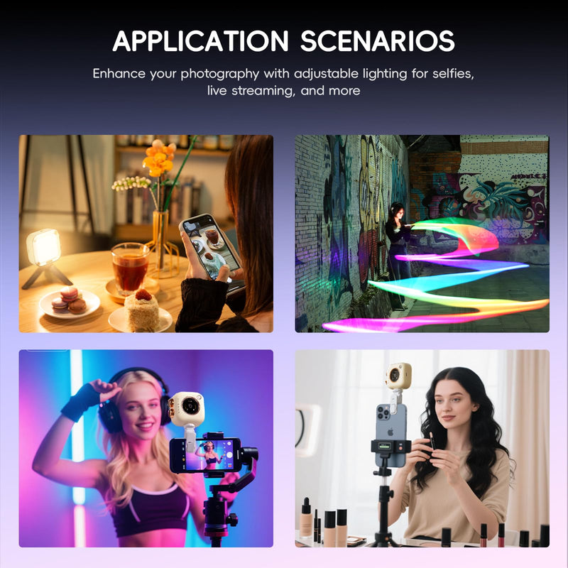 PHOTOOLEX Selfie Light, Portable LED Video Light, Soft Glow Fill Light | with Clip & Mini Tripod, CRI 96+/2500K-9900K/2000mAh Battery, for Phone Webcam Laptop Photo Makeup, Gift for Friends