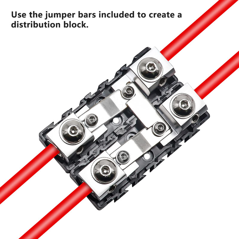 RECOIL MFHA-2 2 Packs Fuseholder 0/2/4 Gauge Modular Inline ANL & Mini-ANL Fuse Holders with Jumper Bars to Create Distribution Block Fuse and Negative Combo Blocks Modular In-line Fuseholder