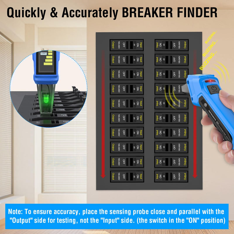 Circuit Breaker Finder, Digital Breaker Finder with GFCI Outlet Tester, AC 90-135V Electrical Circuit Tracer with Buzzer Alarm & Color LCD Display, Includes Batteries & Carrying Case Circuit Breaker Finder