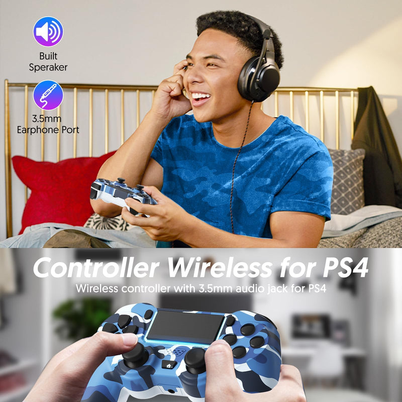 2 Pack Wireless Controller Compatible with Playstation 4/Slim/Pro/PS4，with Double Shock/Stereo Headset Jack/Touch Pad/Six-axis Motion Control