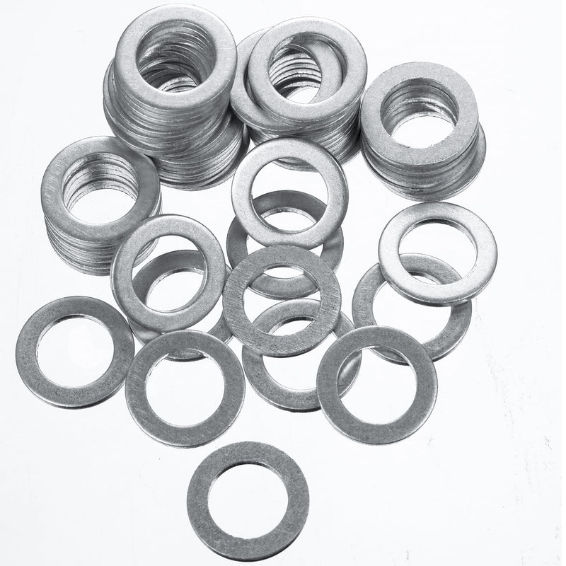 Mudder 50 Pieces Aluminum Engine Oil Crush Washers 14 mm Drain Plug Gaskets (Compatible with Honda OEM 94109-14000 Civic Part)