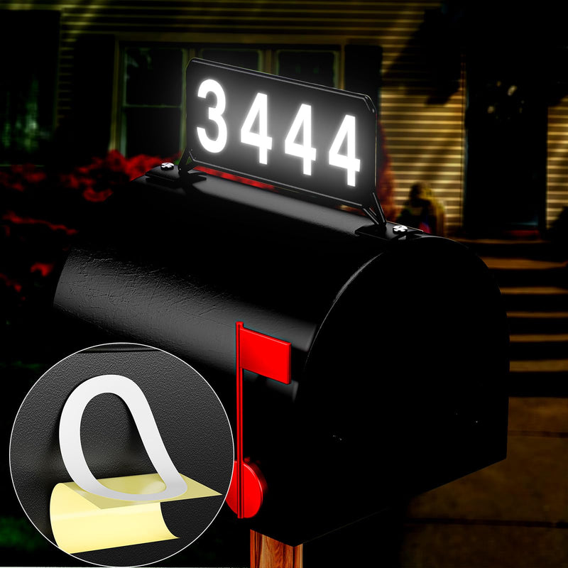Metal Mailbox Address Plaques - Reflective House Number Plaque for Outside, Double-sided illuminated Address Signs, Easy to Install Mailbox Topper for Visitors,911 Visible -Black