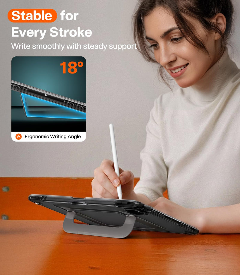 TORRAS Ostand K3 Neo for iPad Pro 13 Inch Case with Stand M4/M5, Black | Adjustable Viewing Angles, Stable Writing & Typing, Apple Pencil Holder with Charging, Slim Protective, Non-slip Kickstand Obsidian Black Pro 13” M5/M4 (2025/2024)