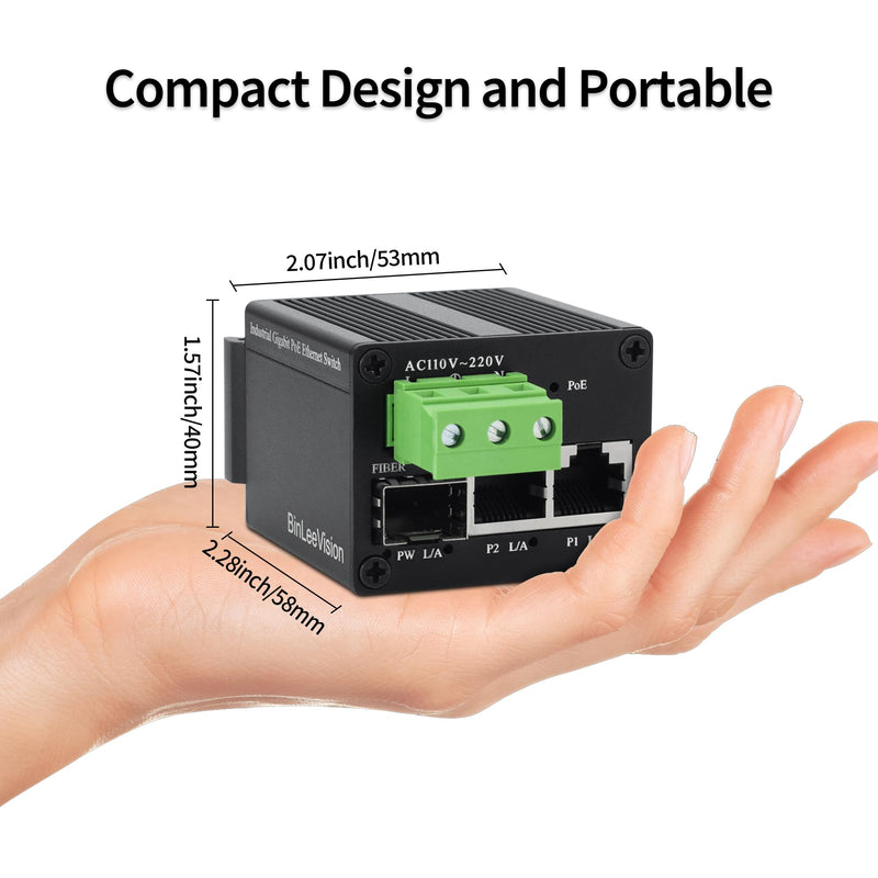Ultra Mini Ethernet PoE+ Switch,2-Port PoE+ Output & 1-Uplink SFP Port ,30W PoE Output@40W Budget ,Design for PTZ IP Camera,Dual Band AP, Security Camera and etc (30W) 30W