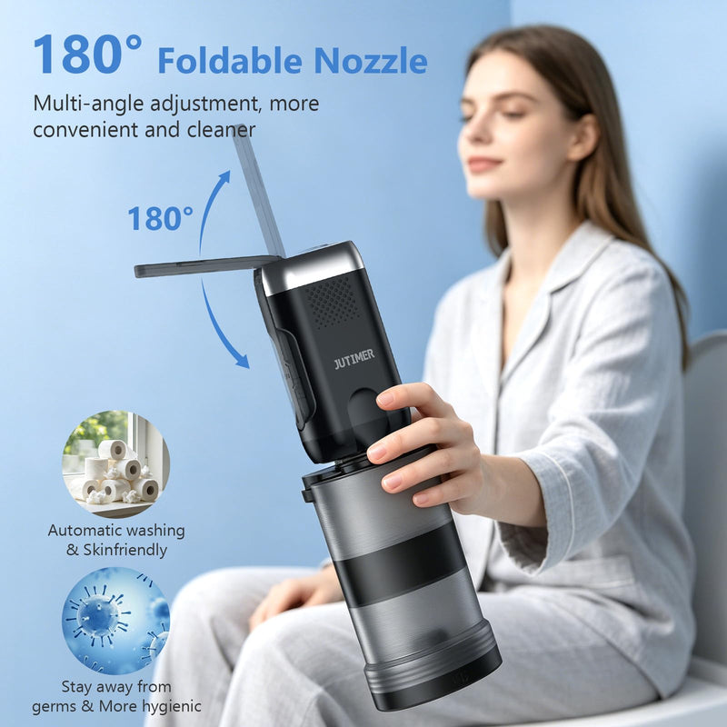 Electric Portable Bidet for Travel, JUTIMER 260ml+380ml Handheld Peri Bottle for Postpartum Care & Travel, USB Rechargeable Bidet Sprayer for Post-Surgery, Hemorrhoid Relief, Camping, Dual Spray Modes 640.0 milliliters Oval 1