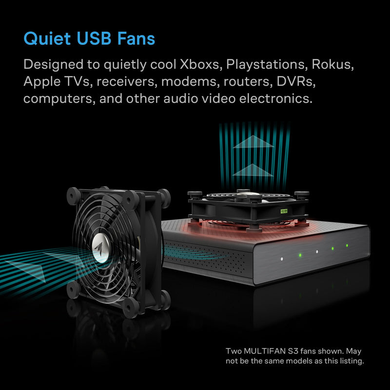 AC Infinity MULTIFAN S7, Quiet Dual 120mm USB Fan. | UL-Certified, for Receiver, DVR, PlayStation, Xbox, Computer Cabinet Cooling