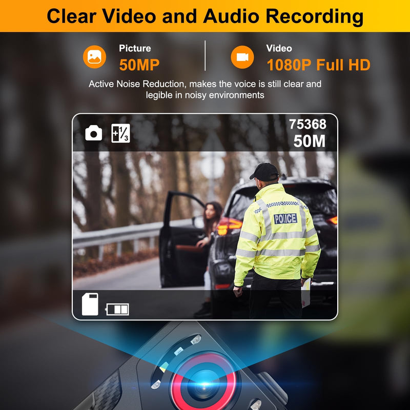 Body Camera with Audio and Video Recording: 1080P FHD Body Cam, 128GB Wearable Pocket Camera, Night Vision, 10HR Battery, 2.0" Screen Bodycam for Work, Outdoor, Travel, Fishing, Pet Walking 128 GB