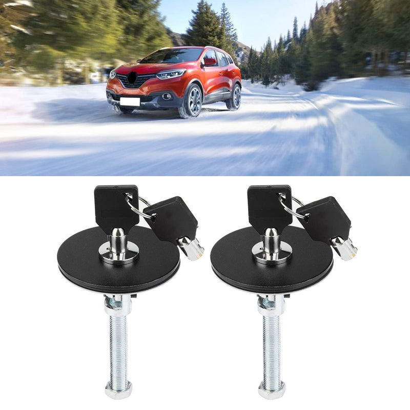 Car Engine Hood Cover Lock, Locking Hood Pins Key Kit, Car Universal Engine Hood Cover Lock Key Pin Kit Security Latch Pin (Black)