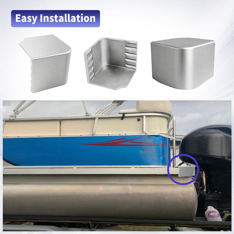 Pontoon Boat Aluminum Corner Cap Casting Suitable for 90 Rounded Corner, not 90 Right Angles. Height: 3-9/16" to 3-5/8" Top: 4-1/16" to 4-3/16" 1