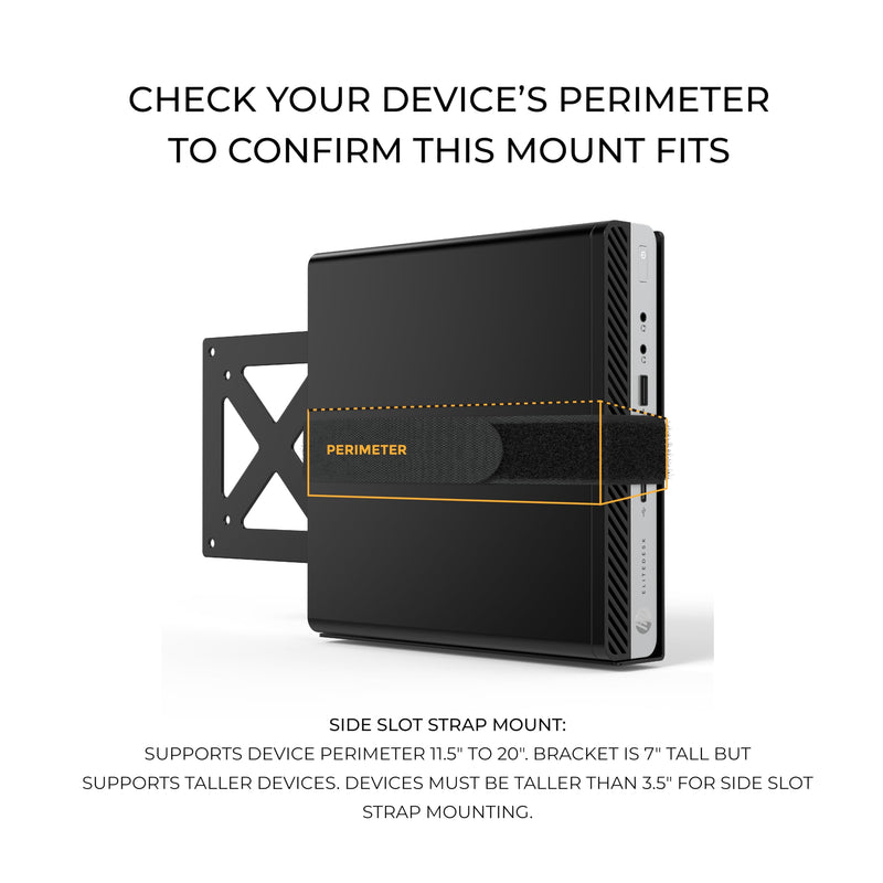 HumanCentric Universal Small Device VESA Mount for VESA Arms, Adjustable Strap Mount for Small Computers and Other Electronic Devices, Mounts On The Back of a Computer Monitor Using VESA Arm
