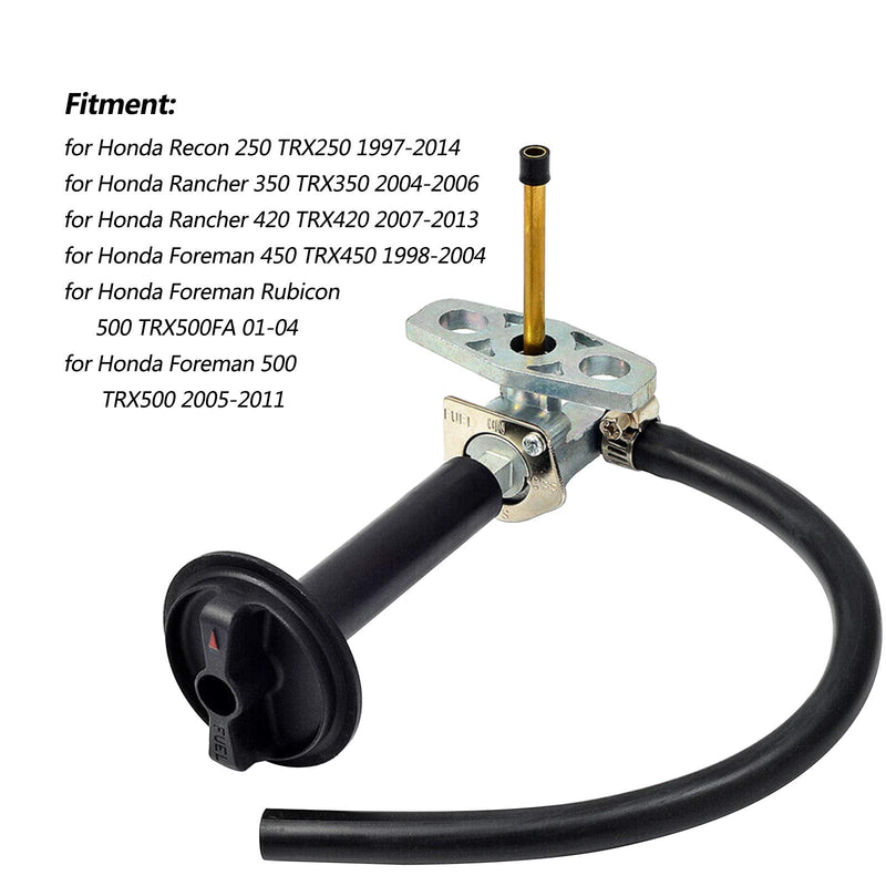 Fuel Valve Petcock with Lever Screw Fit for Honda Recon 250 TRX250, Honda Rancher TRX350, Honda Rancher TRX420, Honda Foreman TRX450, Honda Foreman Rubicon TRX500FA, Fuel Tank Switch Valve Part