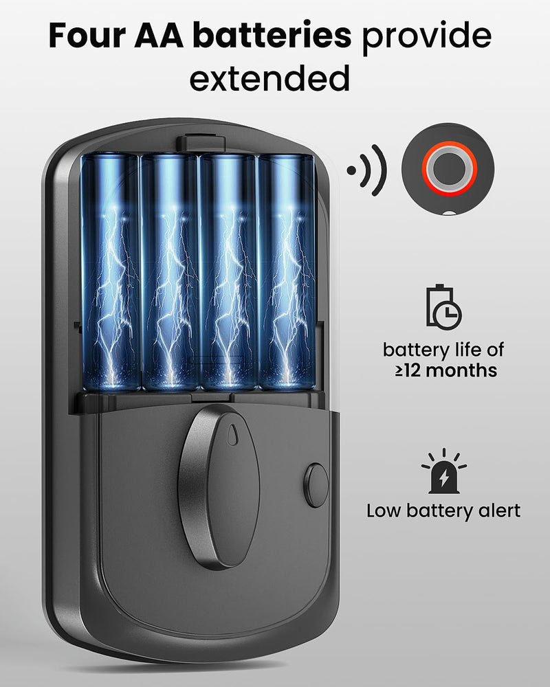Fingerprint Door Lock with Keypad - Keyless Entry Smart Deadbolt Lock for Front Door with 2 Keys, Auto Locking, Easy Installation, Modern Digital Lock with Code for Smart Locks & Home Security