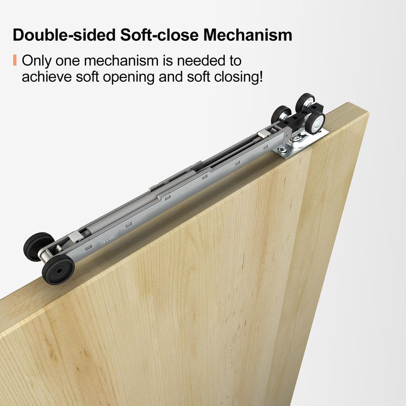 JUBEST Pocket Door Roller with 120LBS Soft Close Mechanism, Two-Way Soft Close, Three-Wheel Pocket Door Hanger, Double Sided Pocket Door Hardware