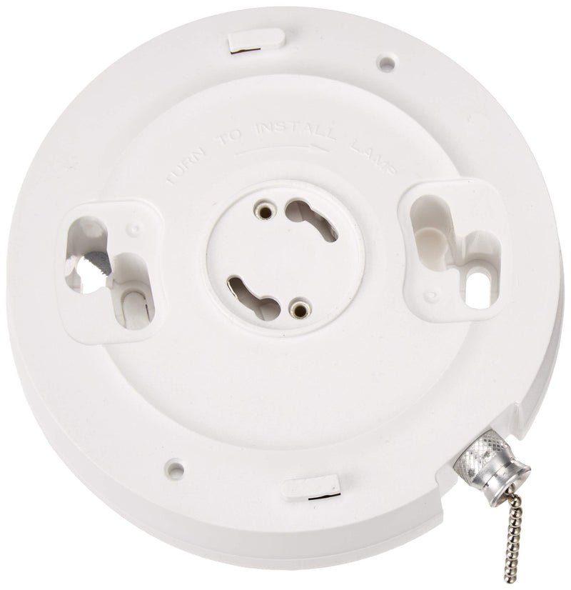 Leviton LED Ceiling Lamp Holder with Pull Chain, 10W Bulb and Bulb Guard, 9852-LED, White