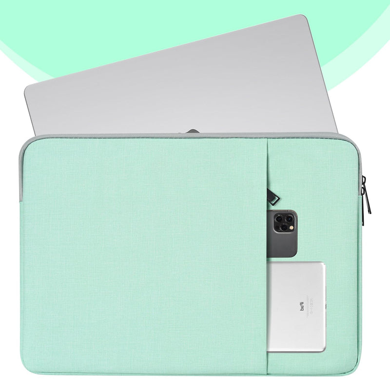 Laptop Sleeve Case 15.6 16 inch, Shockproof Protective Computer Carrying Cover with Accessory Pocket, Water-Resistant Travel Laptop Bag for HP, Dell, Lenovo, Acer, ASUS, Chromebook -Mint Green 15.6 Inch Mint Green