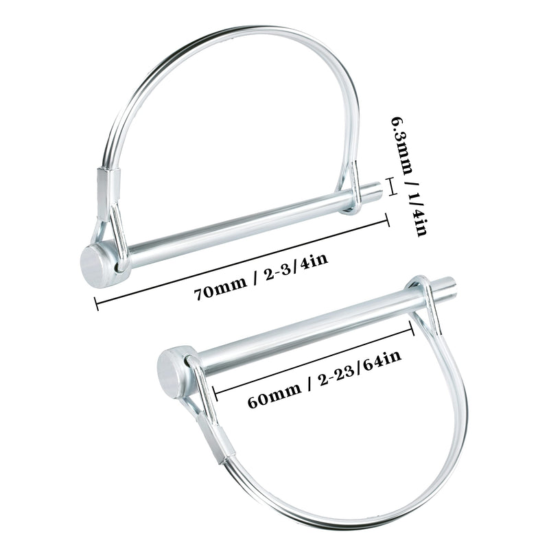 Pack of 10 Trailer Pins Hitch Pins – 2-3/4" x 1/4" (L x W) – Featuring Trailer Hitch Pin Lock, Trailer Coupler Pin and Locking Pins for Farm Trailers, Towing, Lawn Equipment