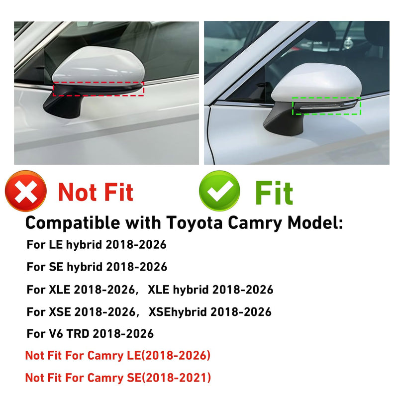  [AUSTRALIA] - Compatible with Toyota Camry 2026 2025 2024 2023 2022 2021 2020 2019 2018 Accessories Aggressive Look Car Exterior Door Side Rearview Mirror Guard Cover Trim Caps -Glossy Black Glossy Black