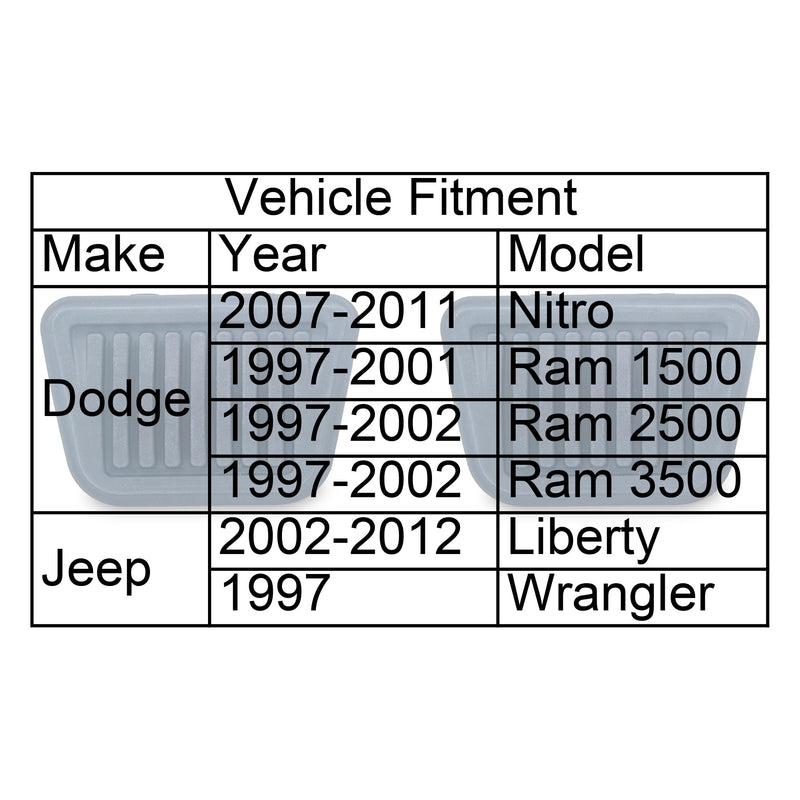 Brake and Clutch Pedal Pads, Clutch and Brake Pedal Covers Compatible with Dodge 97-01 Dodge Ram 1500, 97-02 Ram 2500 3500, 07-11 Nitro, Also for 2002-2012 Liberty (for Manual Trans Only)