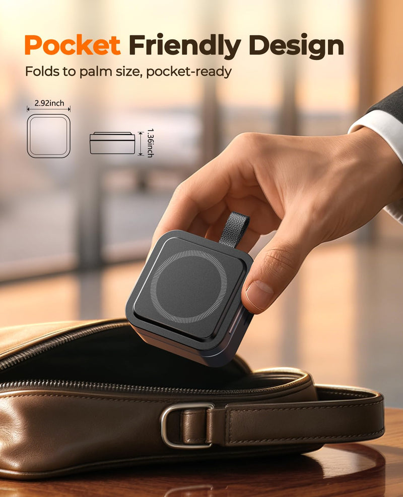 3 in 1 Wireless Charging Station for Apple Multiple Device, MagSafe Charger | Foldable Travel Compact, Charger Stand with 20W PD Adapter for iPhone 17/16/15/14/13, Apple Watch, AirPods Pro/4 - Space Grey