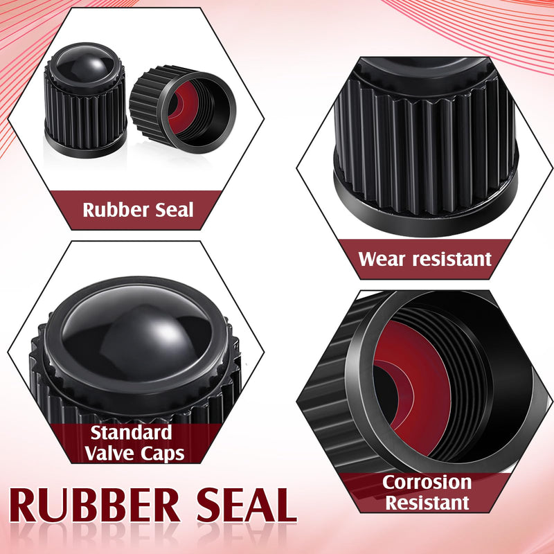 Outus 20 Pcs Tire Valve Stem Caps Car Tire Caps Plastic Universal Black Valve Stem Covers for Bike Bicycle Cars SUV Trucks Motorcycles