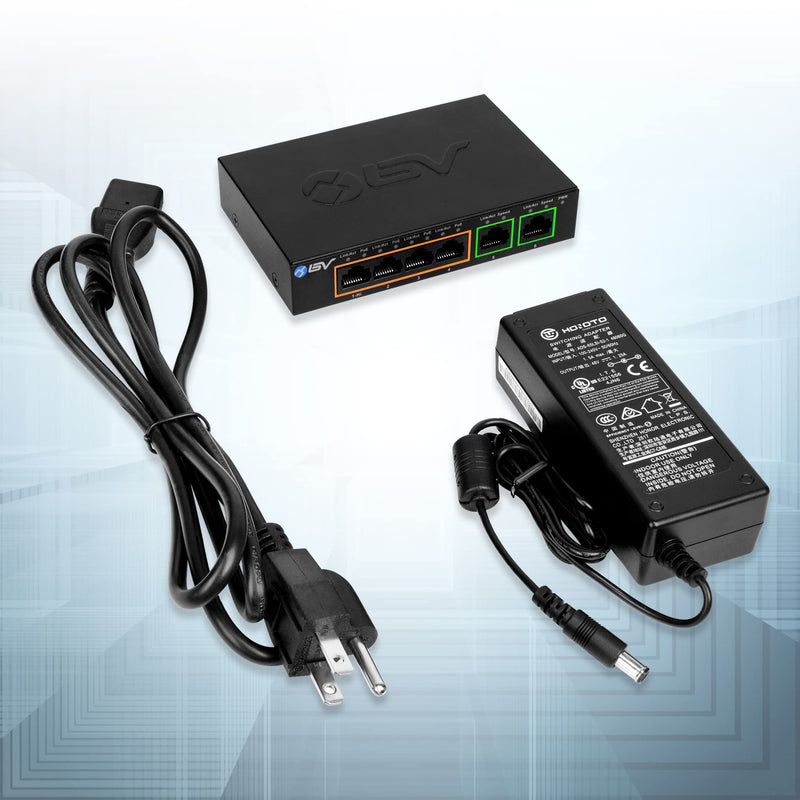 BV-Tech 6 Port PoE+ Switch 4 PoE+ Gigabit Ports with 2 Gigabit Uplink – 60W – 802.3at + 1 High PowerPort | Desktop Fanless Design | Sturdy Metal Housing Gigabit-2 Uplinks