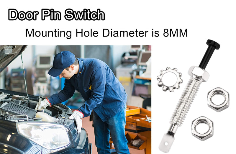 Door Pin Switch Car Auto Trunk Alarm Security Hood On Off Momentary 20A 12Vdc Universal Adjustable Bonnet Light Hood Screw 2PCS