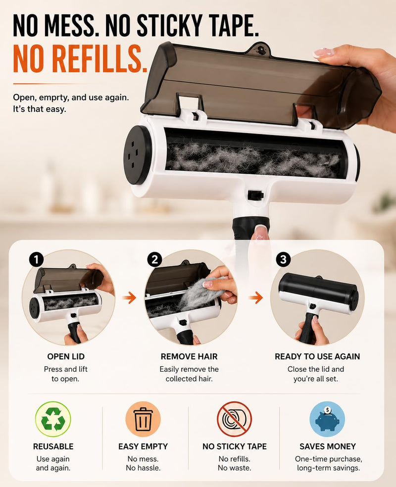 'Kin Pet Hair – Ultimate Pet Hair Removal Kit | Reusable Pet Hair Roller, Hair Removal Glove & Scraper for Dog & Cat Hair from Sofas, Carpets, Furniture & Car Interiors | Complete reusable pet hair remover kit with roller, glove, scraper and cotton sto...