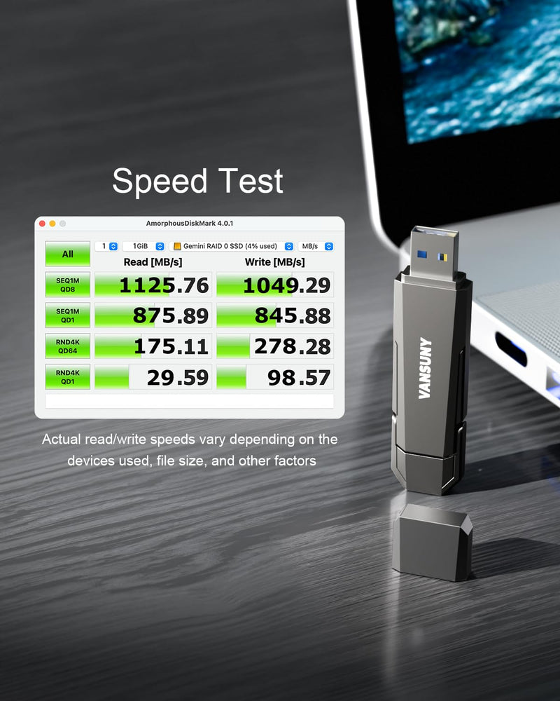 Vansuny 1TB USB Solid State Drive Up to 1000MB/s 3.2 Gen 2 Dual SSD USB A + Type C Portable External SSD for Android Phone Tablet Laptop MacBook PC