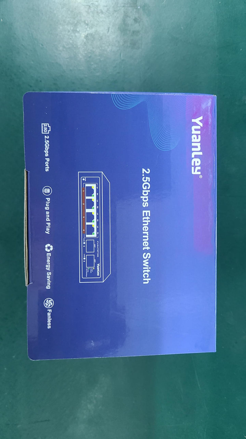 6 Port 2.5G Unmanaged Ethernet Switch, 4 x 2.5G Base-T Ports, 2 x 10G SFP, Compatible with 100/1000/2500Mbps, VLAN, Fanless, Desktop/Wall Mount YuanLey 2.5Gbe Network Switch for Wireless AP, NAS, PC 6 Port | 4x2.5G +2x10G SFP