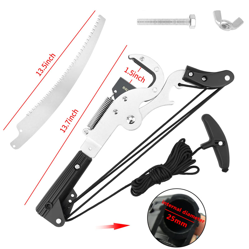 BAYTORY Extendable Tree Pruner Shears Head and Saw without Pole | High-Altitude 4 Pulleys Save Half of Your Effort, Pruning Trimmer Clipper for Plant Gardening Trimming Tool